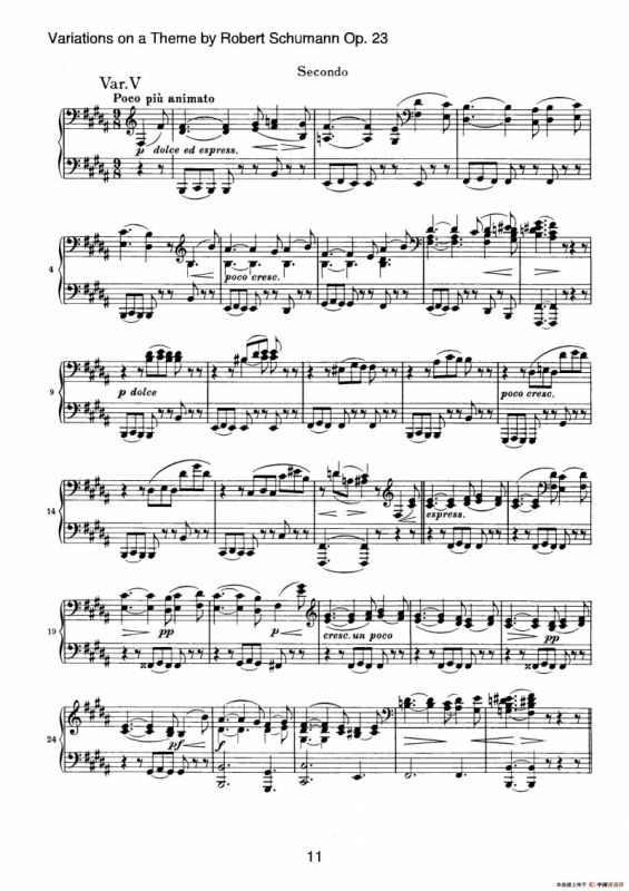 Variations on a Theme by Robert Schumann Op.23（舒曼主题变奏曲）（四手联弹）