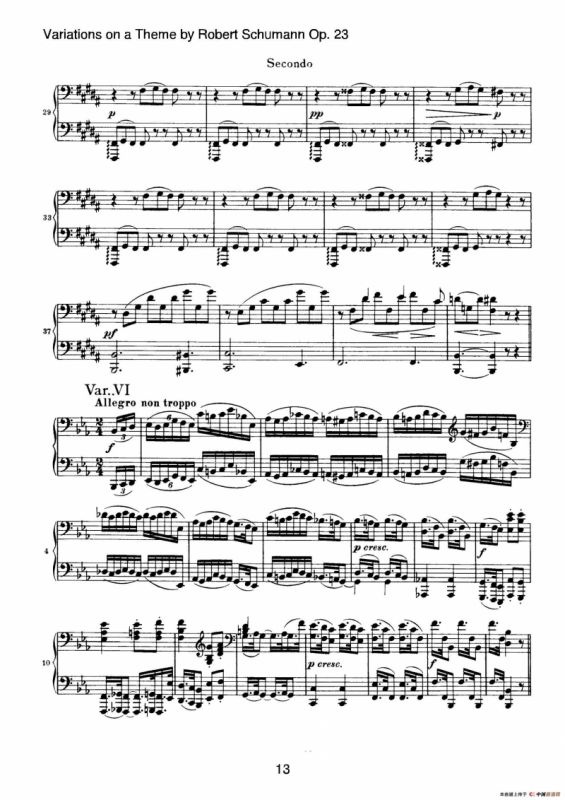 Variations on a Theme by Robert Schumann Op.23（舒曼主题变奏曲）（四手联弹）