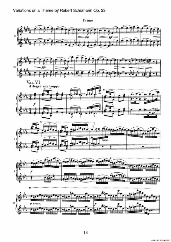 Variations on a Theme by Robert Schumann Op.23（舒曼主题变奏曲）（四手联弹）