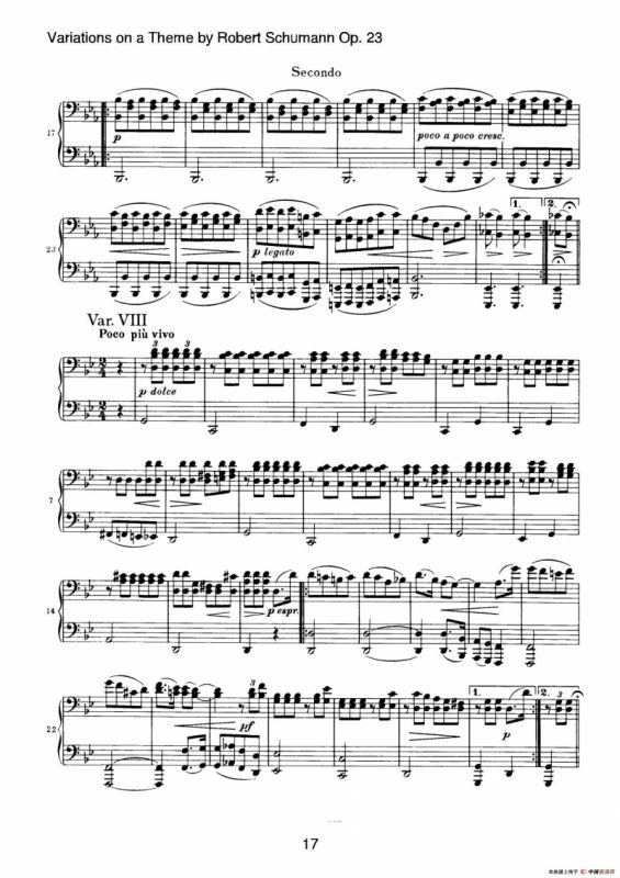 Variations on a Theme by Robert Schumann Op.23（舒曼主题变奏曲）（四手联弹）