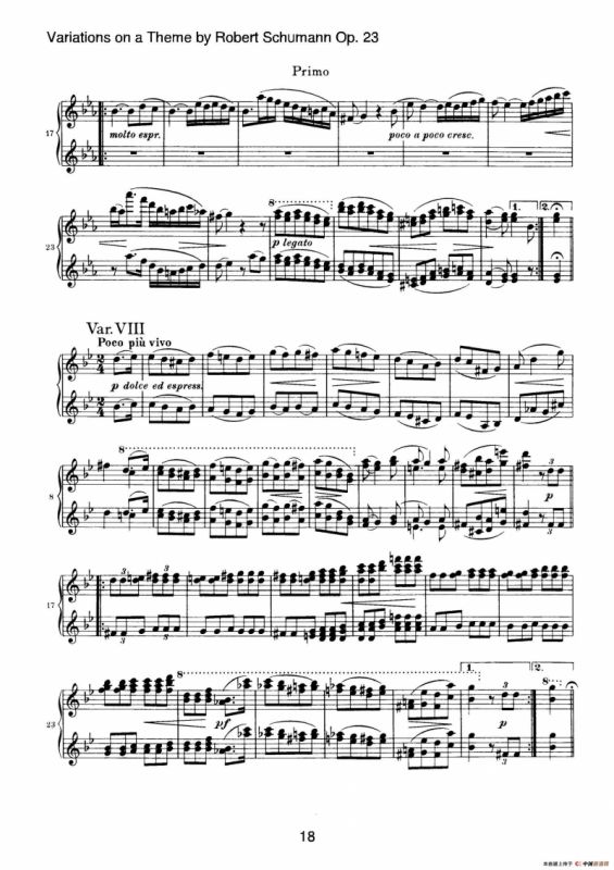 Variations on a Theme by Robert Schumann Op.23（舒曼主题变奏曲）（四手联弹）