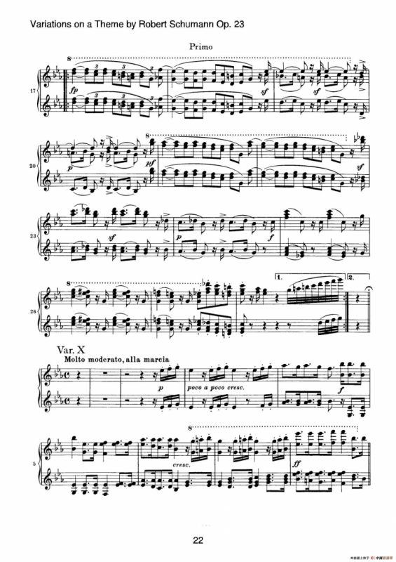Variations on a Theme by Robert Schumann Op.23（舒曼主题变奏曲）（四手联弹）