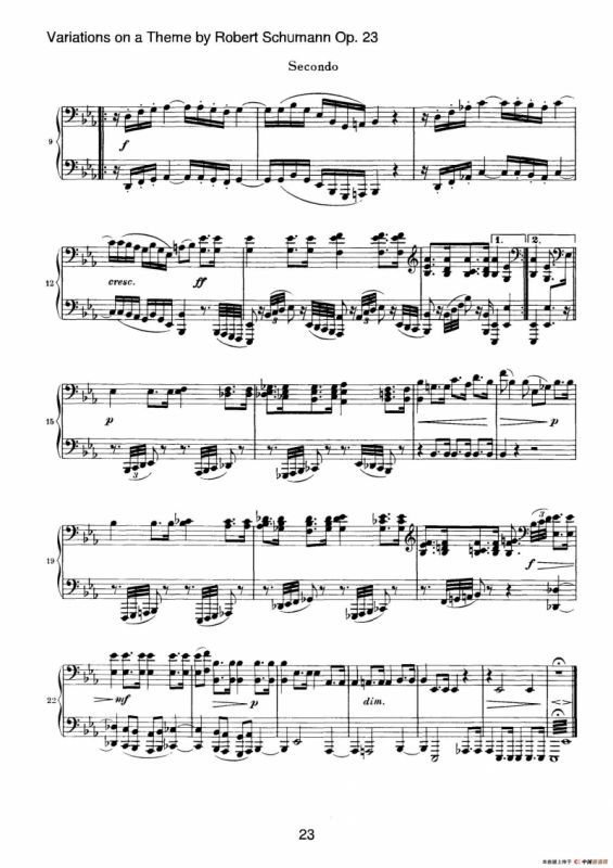 Variations on a Theme by Robert Schumann Op.23（舒曼主题变奏曲）（四手联弹）