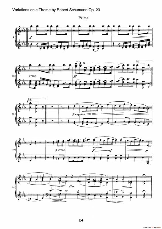 Variations on a Theme by Robert Schumann Op.23（舒曼主题变奏曲）（四手联弹）