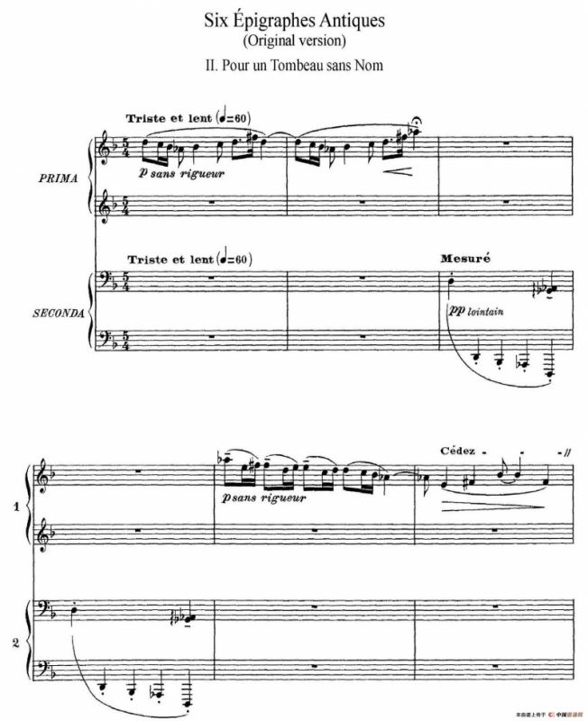 Six Epigraphes Antiques（6首古代墓志铭·四手联弹·Ⅱ）