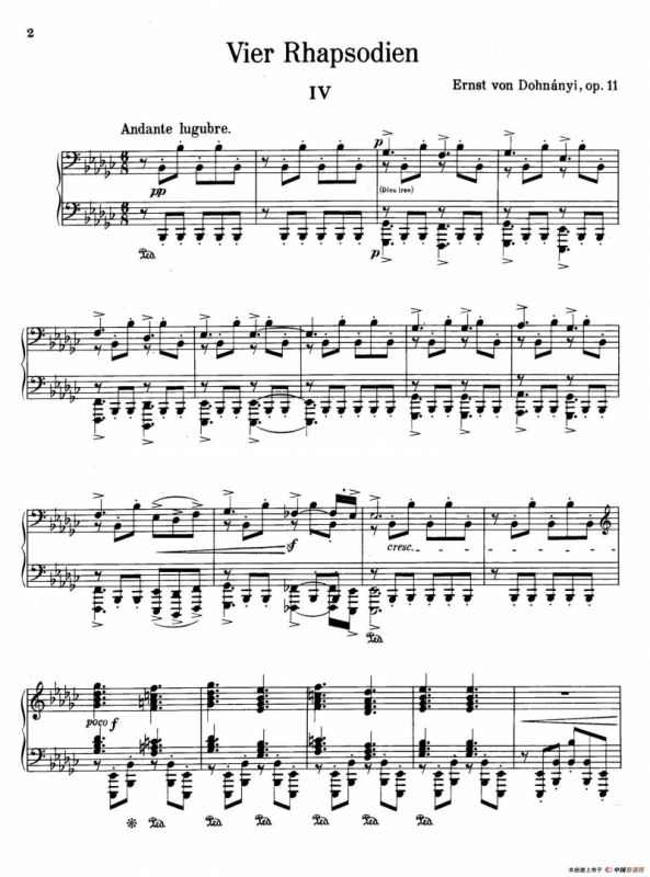 Four Rhapsodies Op.11（4首狂想曲·Ⅳ）