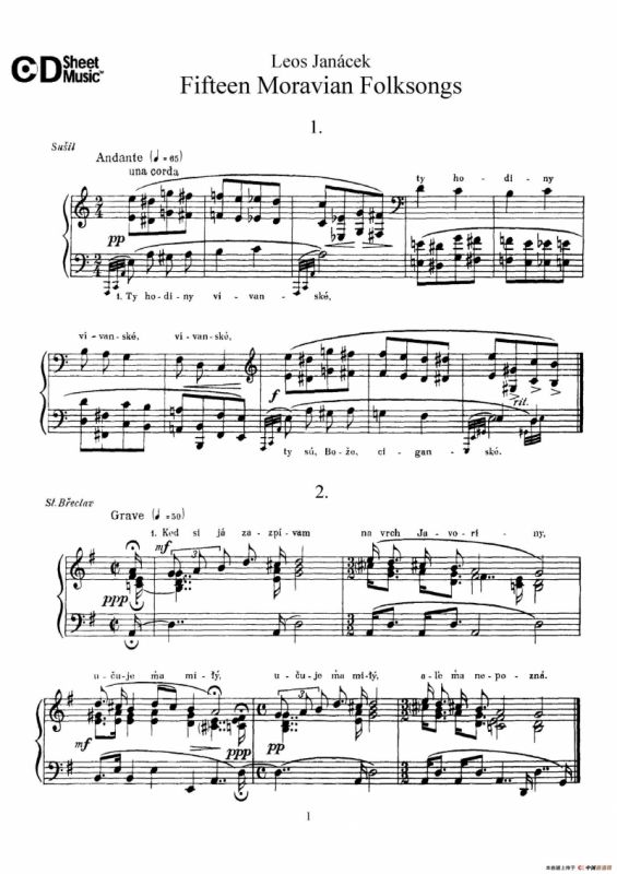 Moravian Folksong（15首摩拉维亚民歌集）