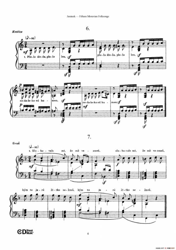 Moravian Folksong（15首摩拉维亚民歌集）