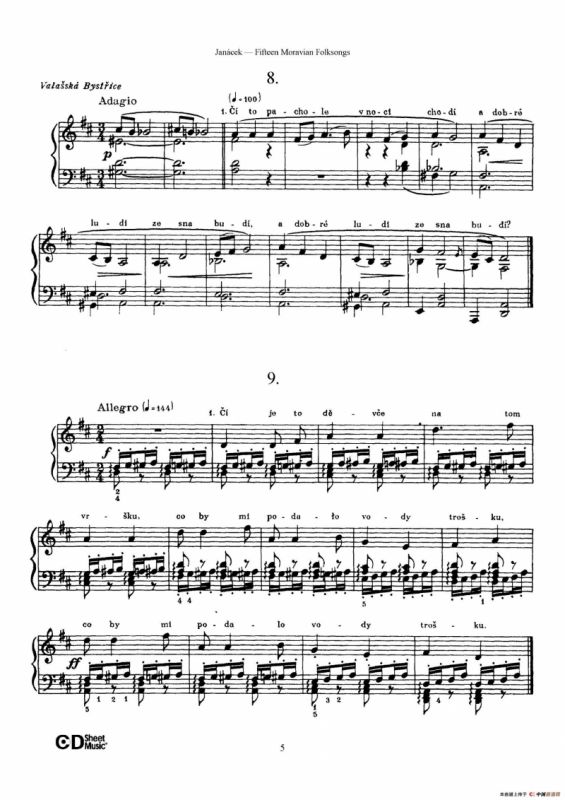 Moravian Folksong（15首摩拉维亚民歌集）