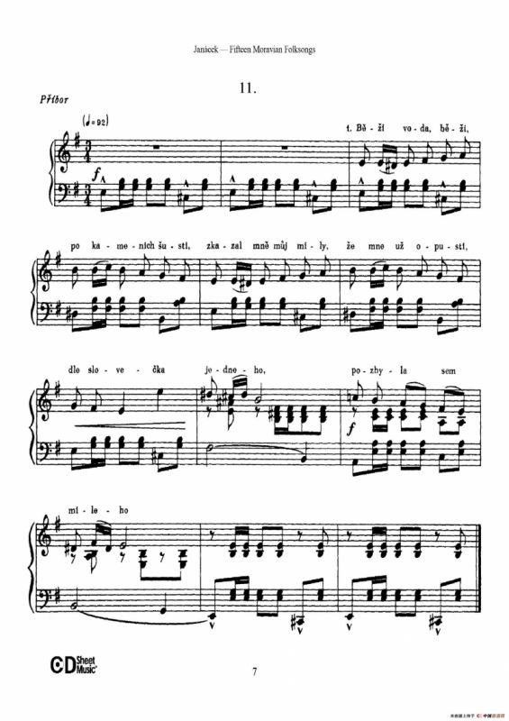 Moravian Folksong（15首摩拉维亚民歌集）