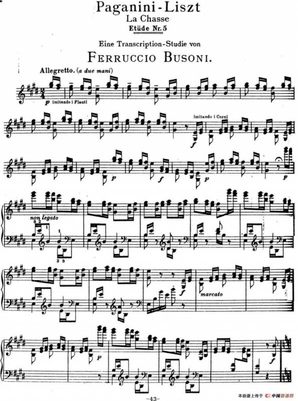 6首帕格尼尼大练习曲（La Chasse Etude Nr.5）