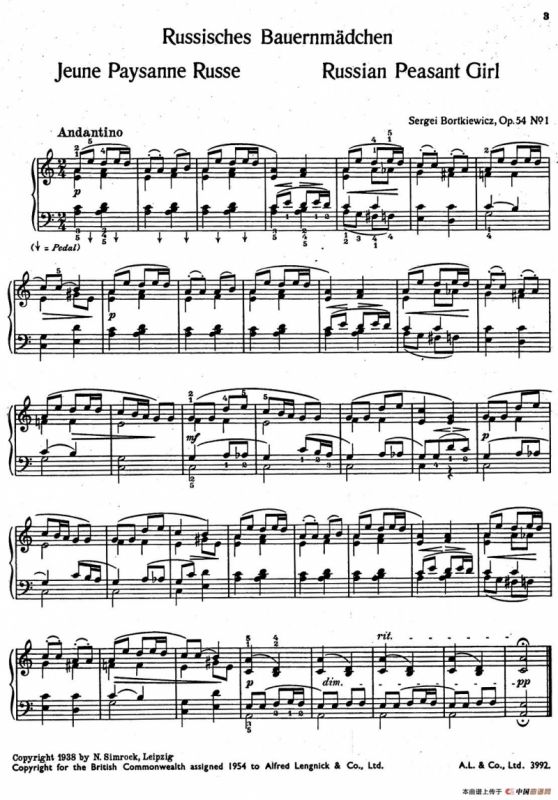 9首简易小品“玩偶” （9 Easy Pieces Op.54）（1）