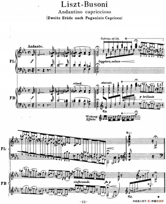 6首帕格尼尼大练习曲（Andantino capriccioso）