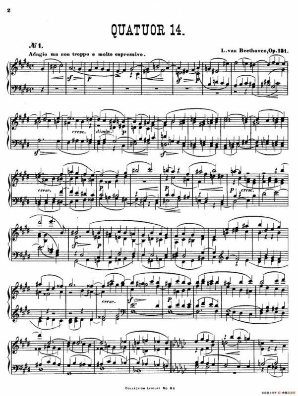 Quartet No.14（升c小调第十四弦乐四重奏钢琴版）
