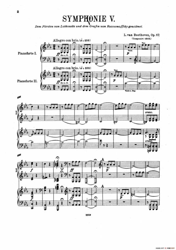 Symphony No.5 in c Minor Op.67（双钢琴版第1——2乐章）
