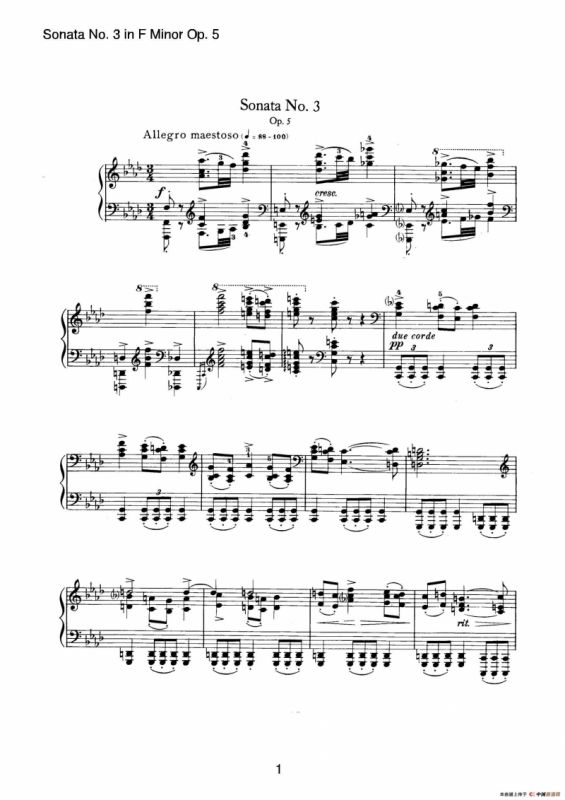 Piano Sonata No.3 in f Minor Op.5（f小调第三钢琴奏鸣曲）