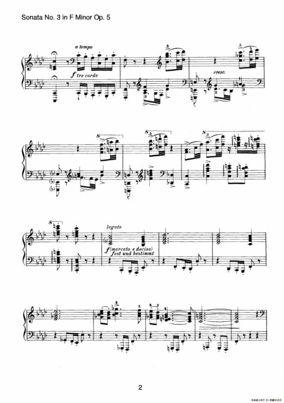 Piano Sonata No.3 in f Minor Op.5（f小调第三钢琴奏鸣曲）