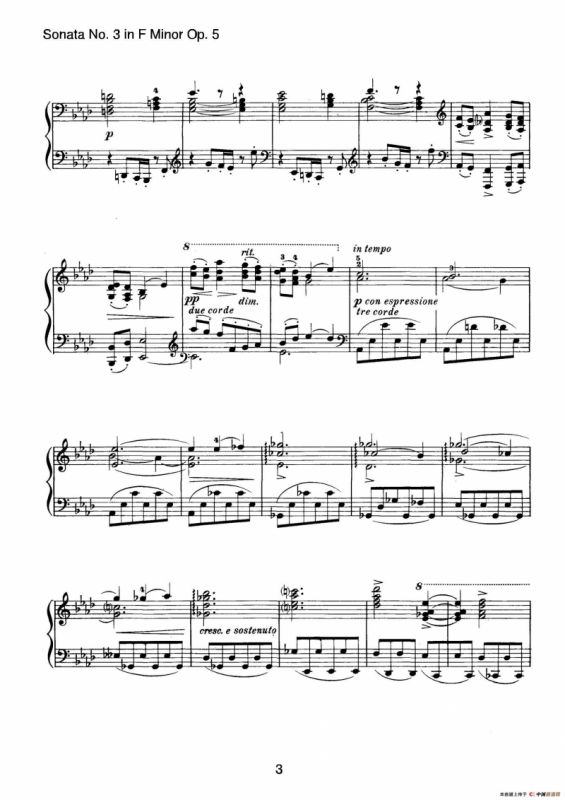 Piano Sonata No.3 in f Minor Op.5（f小调第三钢琴奏鸣曲）