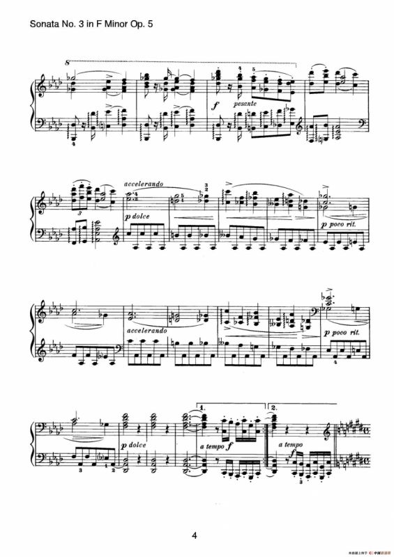 Piano Sonata No.3 in f Minor Op.5（f小调第三钢琴奏鸣曲）