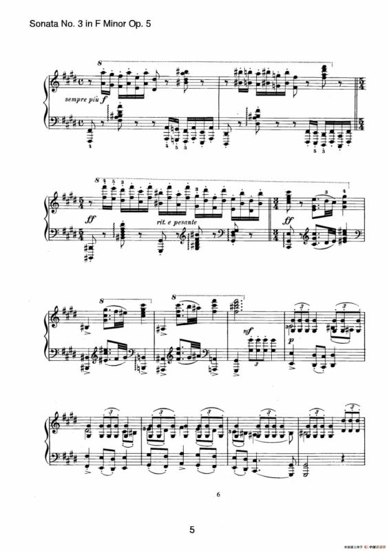 Piano Sonata No.3 in f Minor Op.5（f小调第三钢琴奏鸣曲）
