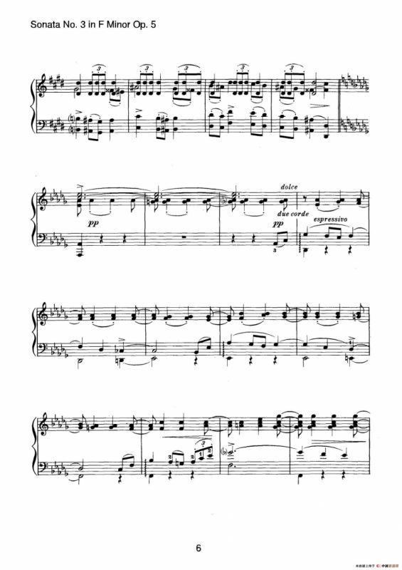 Piano Sonata No.3 in f Minor Op.5（f小调第三钢琴奏鸣曲）
