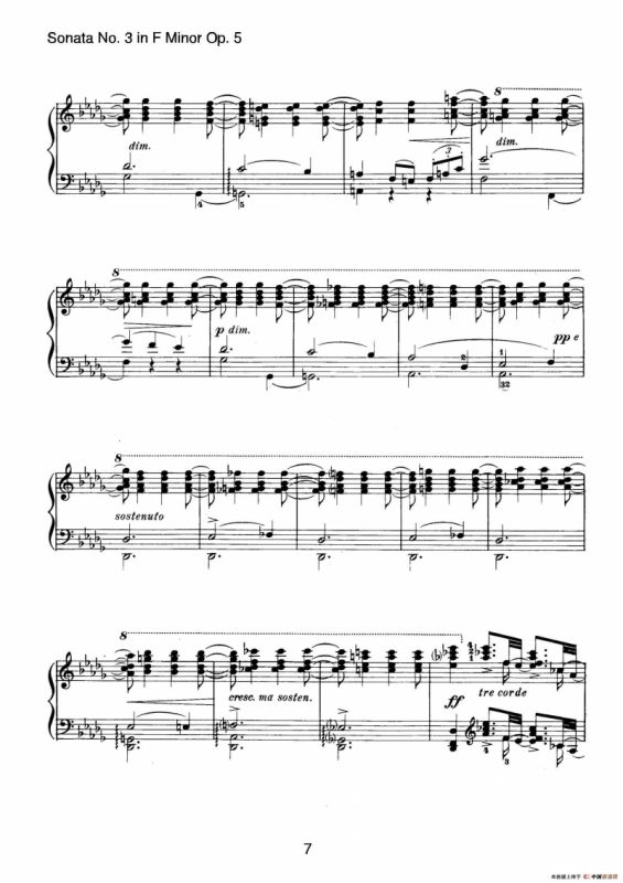 Piano Sonata No.3 in f Minor Op.5（f小调第三钢琴奏鸣曲）