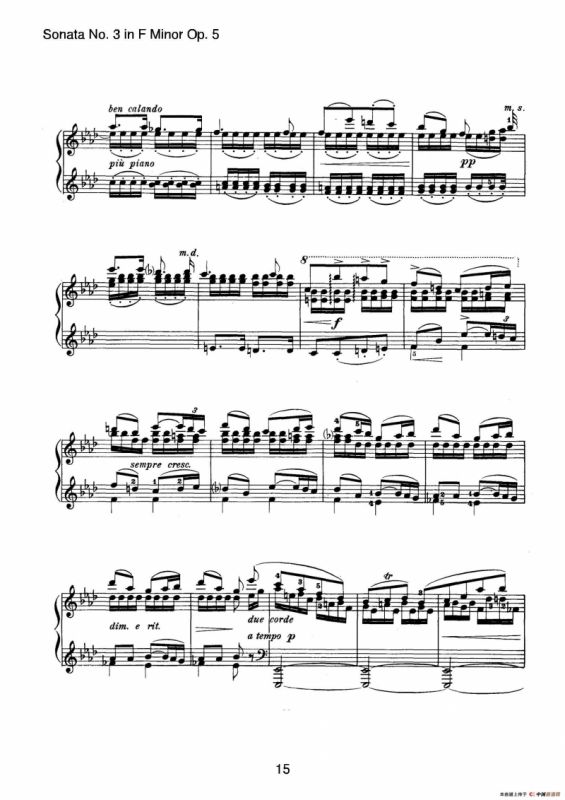 Piano Sonata No.3 in f Minor Op.5（f小调第三钢琴奏鸣曲）