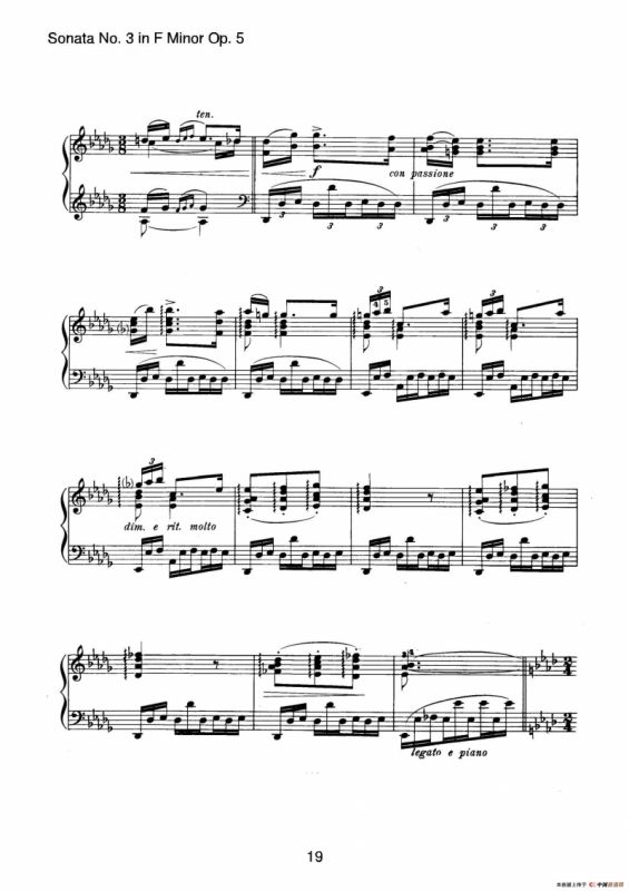 Piano Sonata No.3 in f Minor Op.5（f小调第三钢琴奏鸣曲）