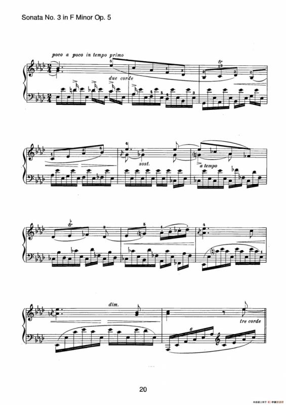 Piano Sonata No.3 in f Minor Op.5（f小调第三钢琴奏鸣曲）