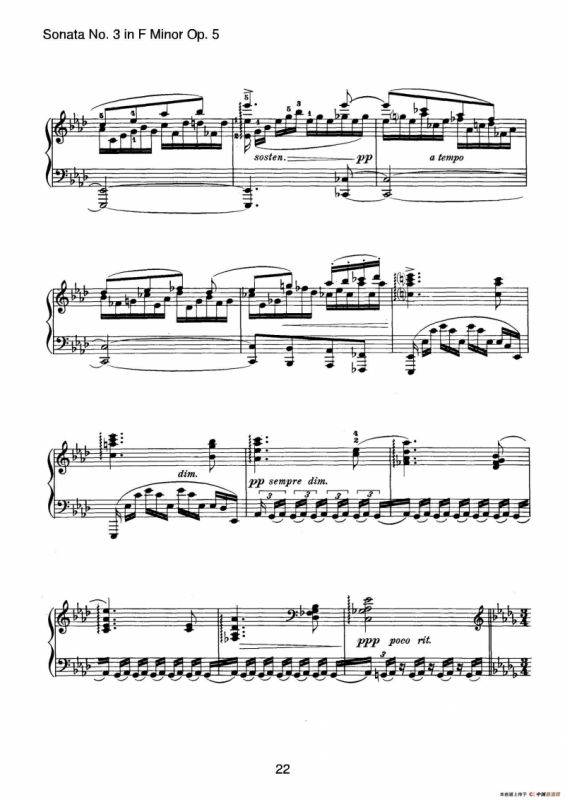 Piano Sonata No.3 in f Minor Op.5（f小调第三钢琴奏鸣曲）