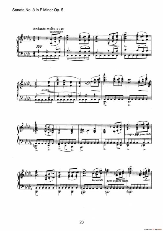 Piano Sonata No.3 in f Minor Op.5（f小调第三钢琴奏鸣曲）