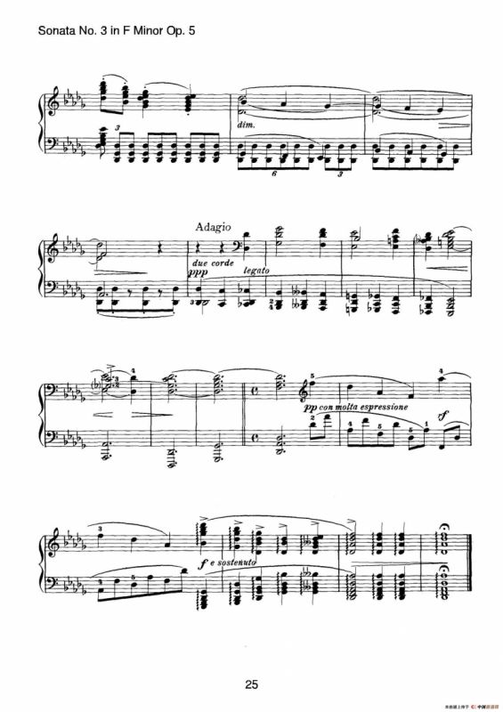 Piano Sonata No.3 in f Minor Op.5（f小调第三钢琴奏鸣曲）