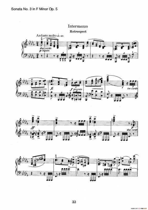 Piano Sonata No.3 in f Minor Op.5（f小调第三钢琴奏鸣曲）