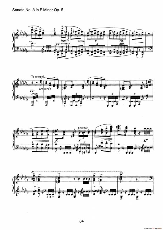 Piano Sonata No.3 in f Minor Op.5（f小调第三钢琴奏鸣曲）