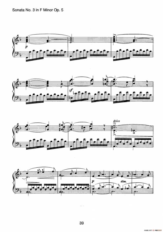 Piano Sonata No.3 in f Minor Op.5（f小调第三钢琴奏鸣曲）
