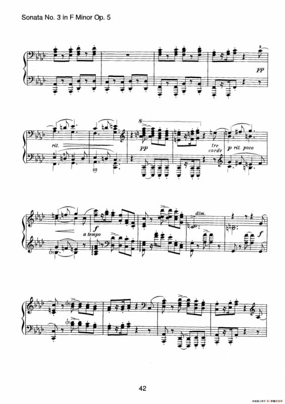 Piano Sonata No.3 in f Minor Op.5（f小调第三钢琴奏鸣曲）