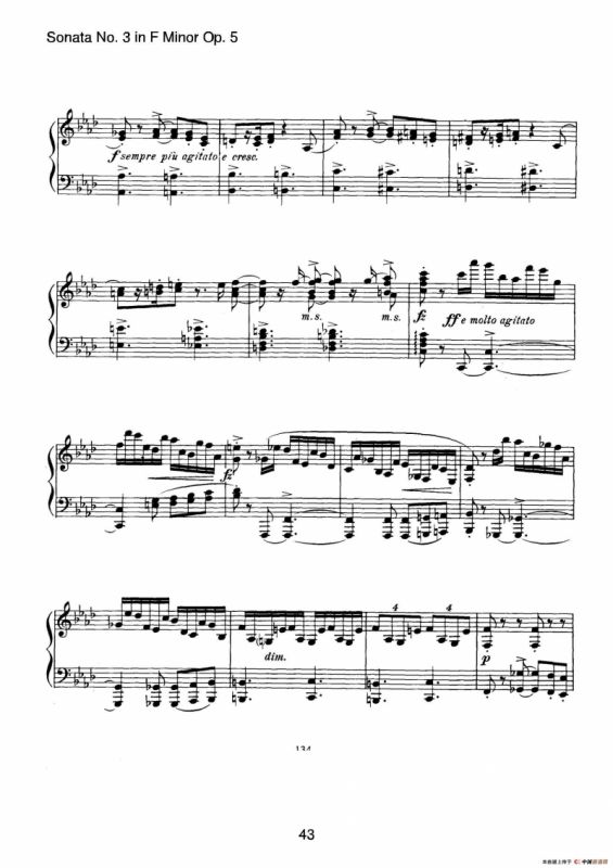 Piano Sonata No.3 in f Minor Op.5（f小调第三钢琴奏鸣曲）