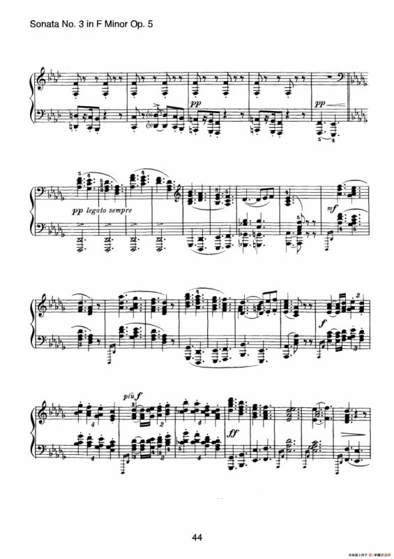 Piano Sonata No.3 in f Minor Op.5（f小调第三钢琴奏鸣曲）