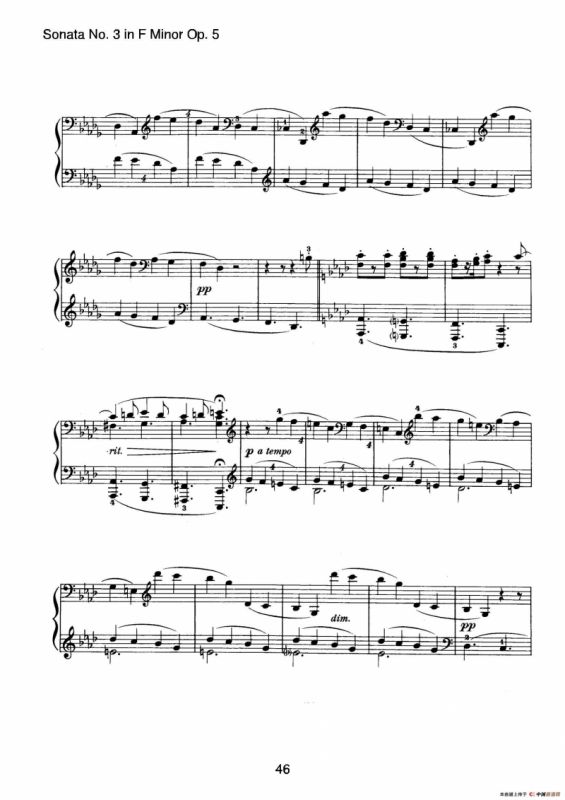 Piano Sonata No.3 in f Minor Op.5（f小调第三钢琴奏鸣曲）