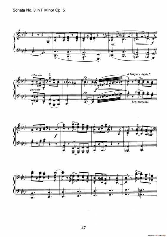 Piano Sonata No.3 in f Minor Op.5（f小调第三钢琴奏鸣曲）