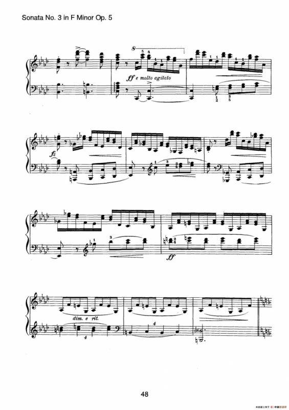 Piano Sonata No.3 in f Minor Op.5（f小调第三钢琴奏鸣曲）