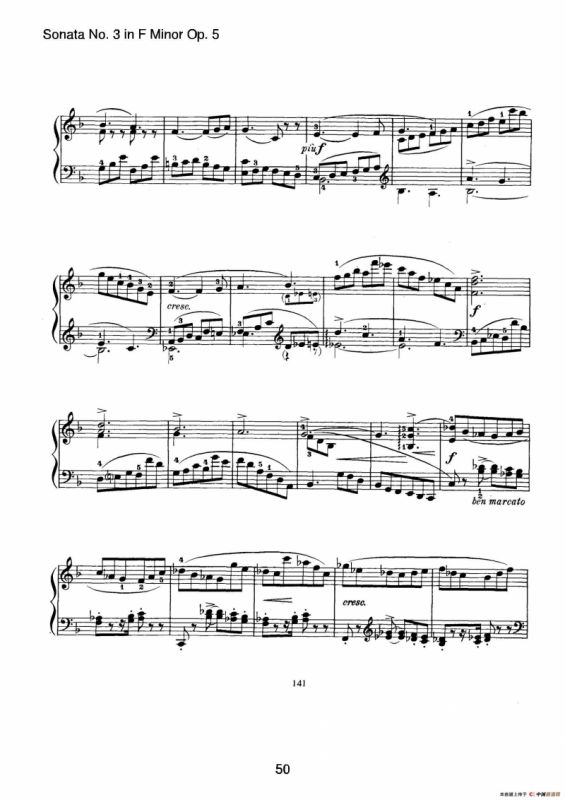 Piano Sonata No.3 in f Minor Op.5（f小调第三钢琴奏鸣曲）