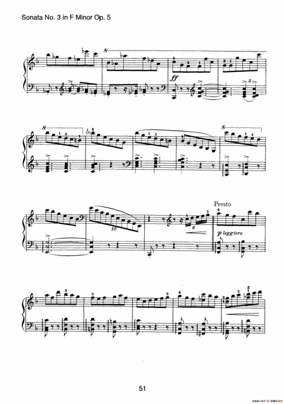 Piano Sonata No.3 in f Minor Op.5（f小调第三钢琴奏鸣曲）
