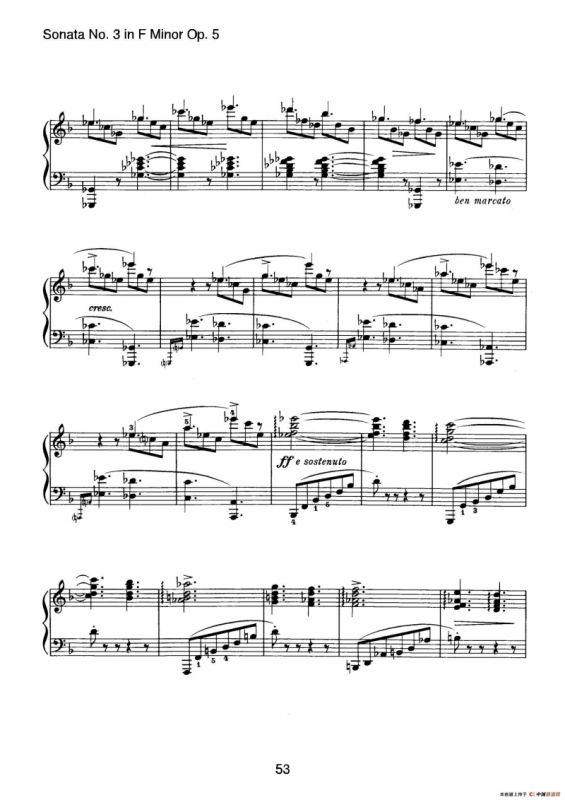 Piano Sonata No.3 in f Minor Op.5（f小调第三钢琴奏鸣曲）