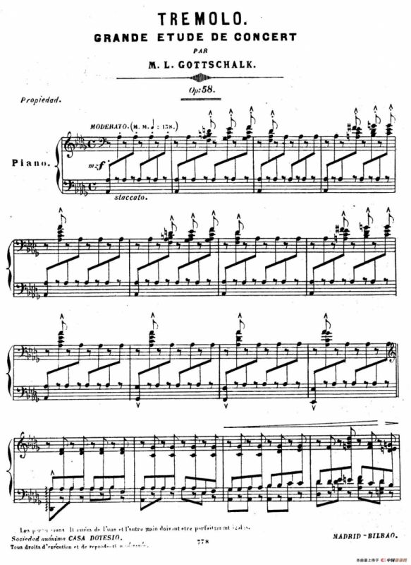 Grande Etude de Concert Tremolo Op.58（音乐会练习曲“震音”）