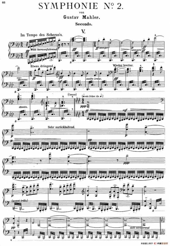 c小调第二交响曲“复活”（Ⅴ）（改编四手联弹版）