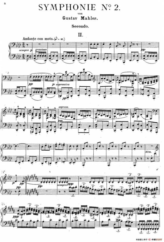 c小调第二交响曲“复活”（Ⅱ）（改编四手联弹版）
