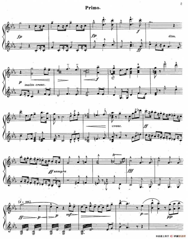 c小调第二交响曲“复活”（Ⅰ）（改编四手联弹版 ）