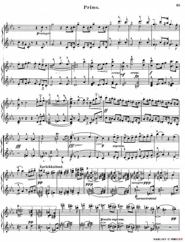 c小调第二交响曲“复活”（Ⅰ）（改编四手联弹版 ）