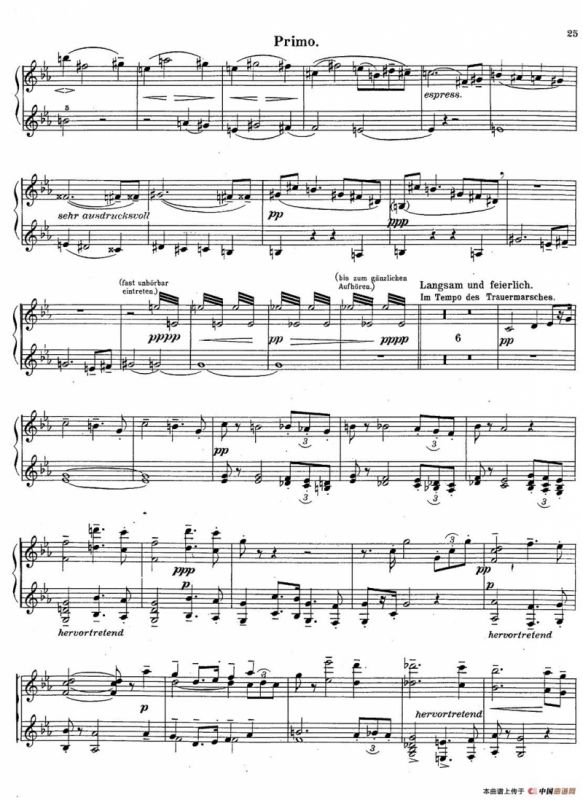 c小调第二交响曲“复活”（Ⅰ）（改编四手联弹版 ）